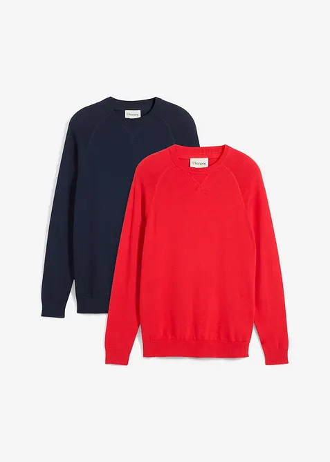 Maglione in filato fine di puro cotone (pacco da 2), bonprix
