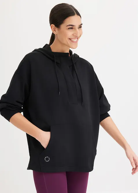 Felpa sportiva oversize con cappuccio e modal, ultramorbida, bonprix
