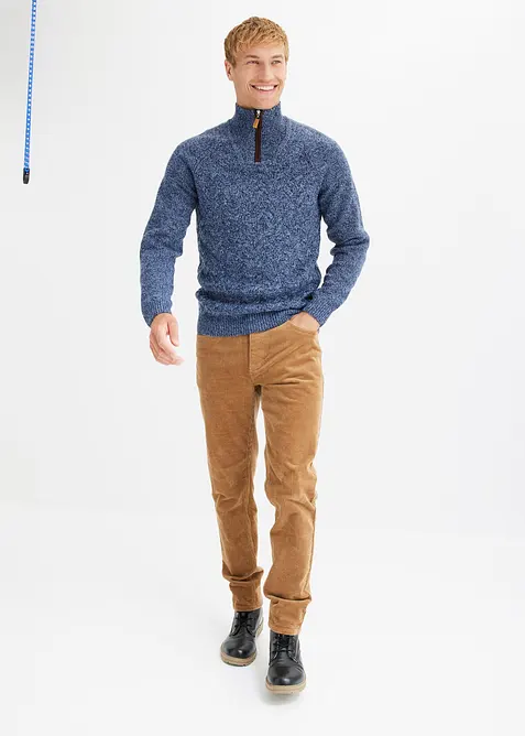 Maglione a trecce in misto lana con zip, bonprix