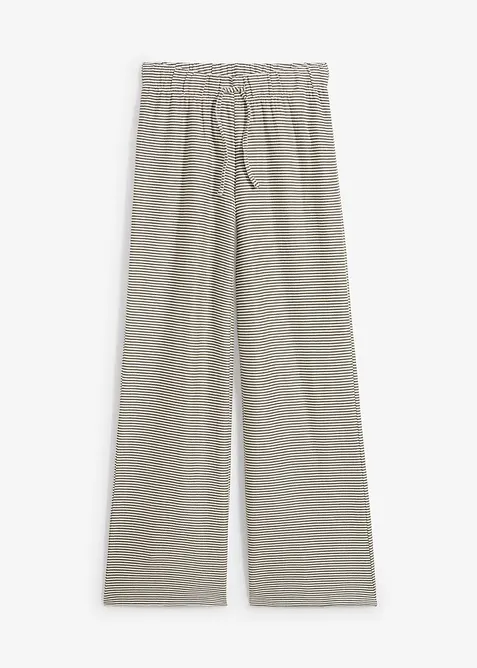 Pantaloni a righe in jersey di misto cotone con cordoncino, bonprix