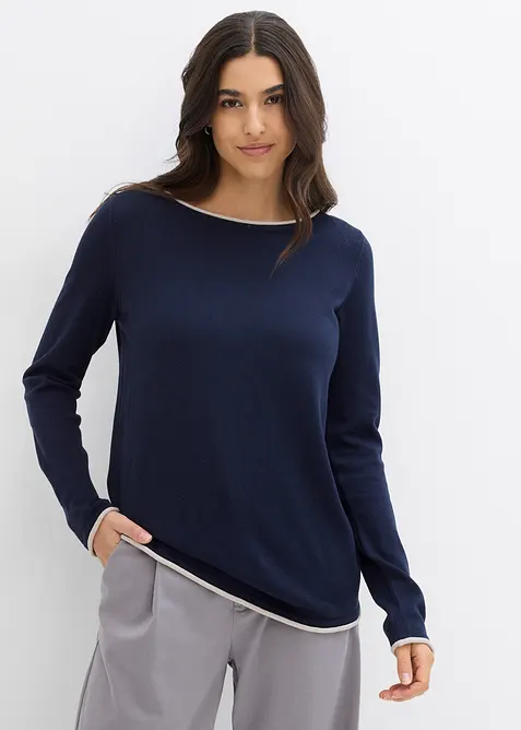 Maglione in filato fine misto cotone, bonprix