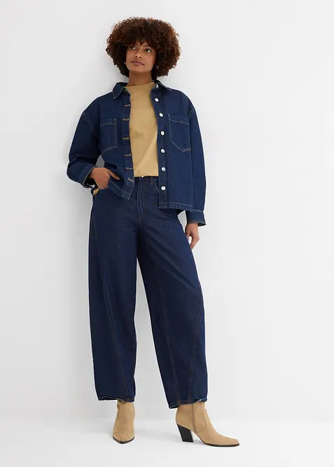 Jeans a palloncino, vita media, bonprix