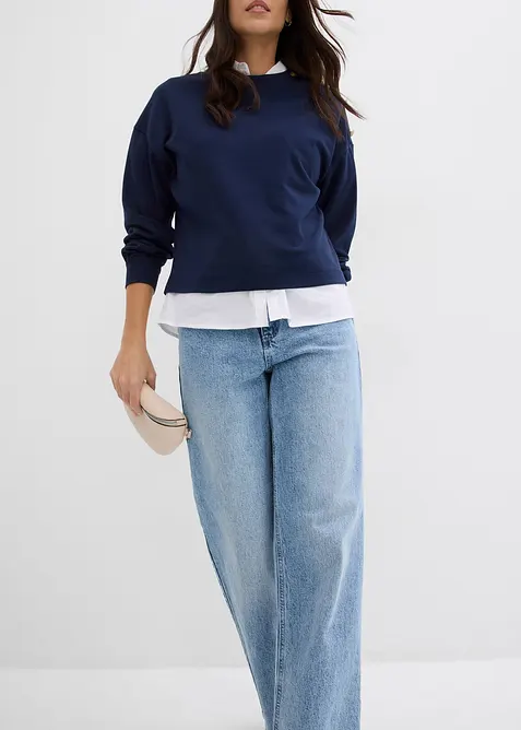 Jeans wide leg lunghi, vita alta, bonprix