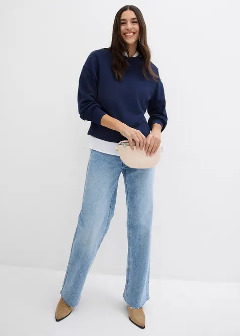 Jeans wide leg lunghi, vita alta, bonprix