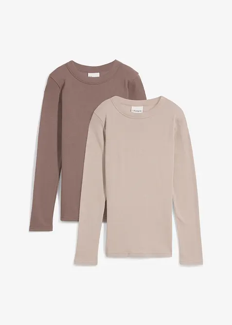 Maglia a costine con cotone biologico (pacco da 2), bonprix