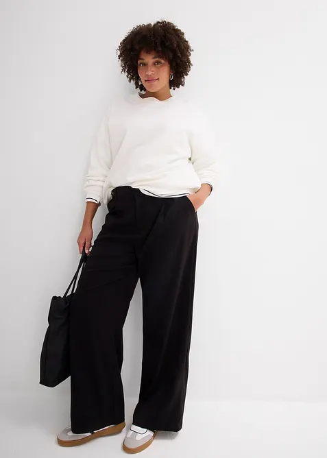 Pantaloni larghi con pinces in misto viscosa, bonprix