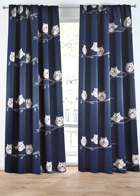 Tenda semioscurante con gufi (pacco da 1), bonprix