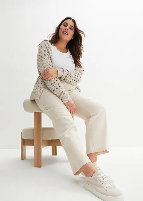 Pantaloni in misto lino e viscosa,  vita alta, bonprix