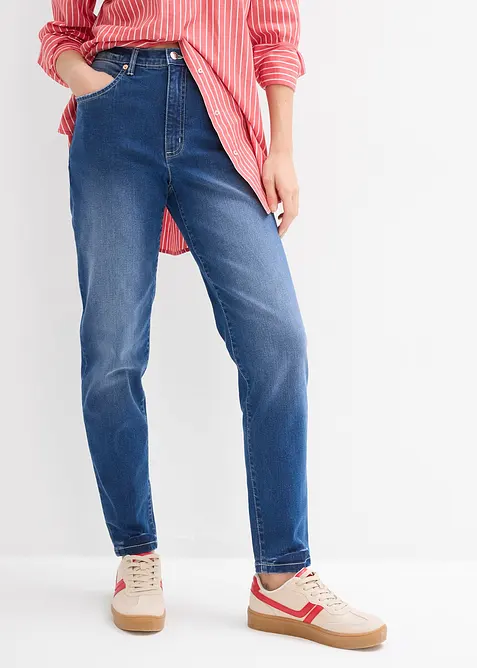 Mom jeans cropped, vita alta, bonprix