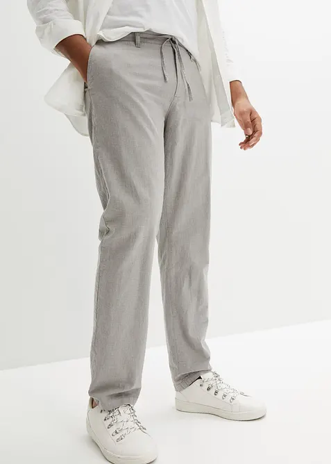 Pantaloni chino in misto lino con elastico in vita regular fit, straight, bonprix