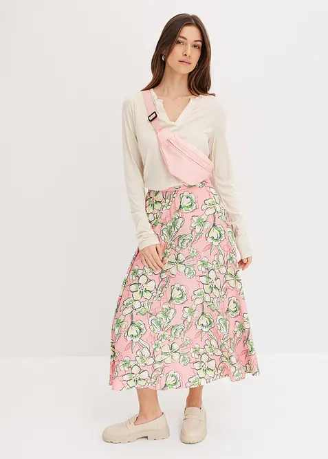 Gonna midi in misto viscosa fluente, bonprix