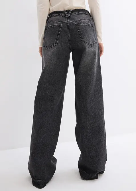 Jeans wide leg lunghi, low strech, vita media, bonprix
