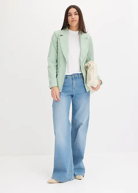 Jeans wide leg elasticizzati, vita media, bonprix