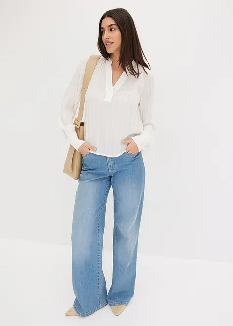 Blusa crinkle con lurex, bonprix