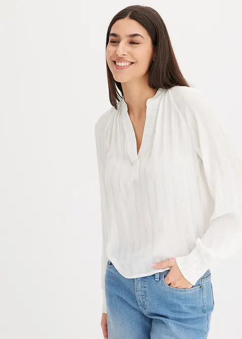 Blusa crinkle con lurex, bonprix