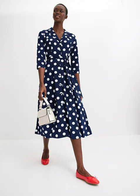 Abito chemisier con cintura da annodare, bonprix