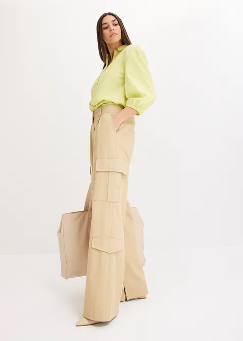 Blusa con fondo asimmetrico e maniche a palloncino, bonprix