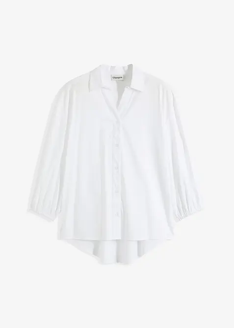 Blusa con fondo asimmetrico e maniche a palloncino, bonprix