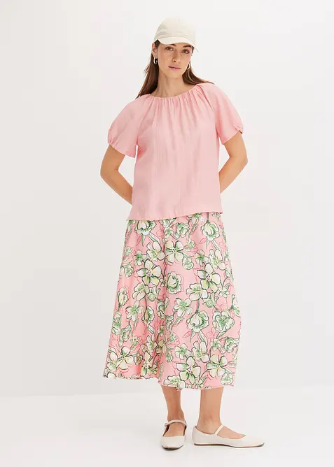 Blusa in crinkle operato, bonprix