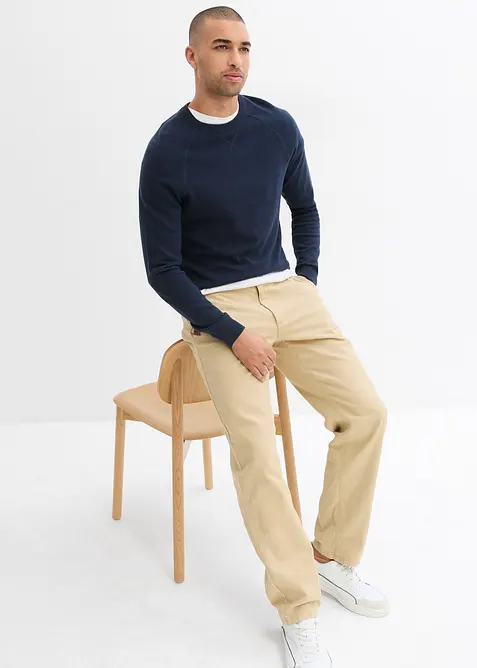 Pantaloni chino in puro cotone straight, relaxed fit, bonprix