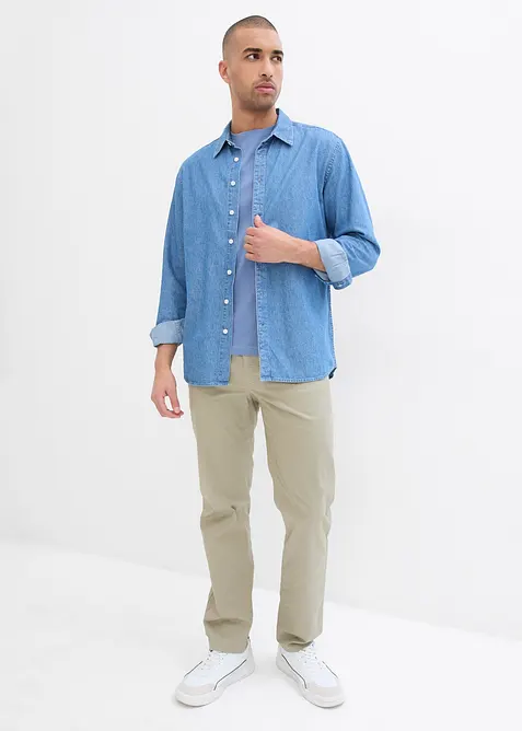 Pantaloni chino regular fit con vita elasticizzata e cintura, straight, bonprix