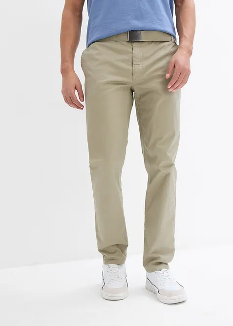 Pantaloni chino regular fit con vita elasticizzata e cintura, straight, bonprix