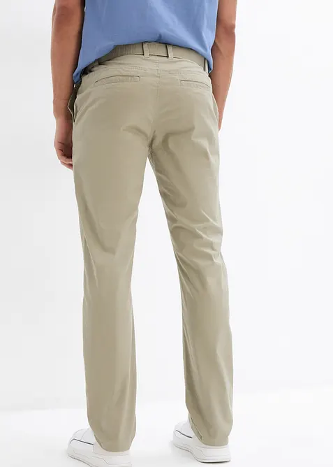 Pantaloni chino regular fit con vita elasticizzata e cintura, straight, bonprix