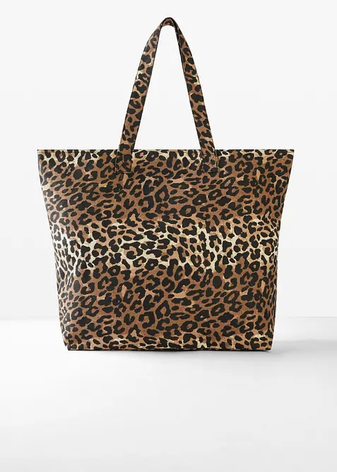 Borsa shopper di tela leopardata, bonprix