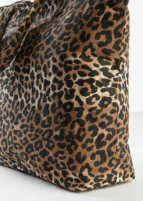 Borsa shopper di tela leopardata, bonprix