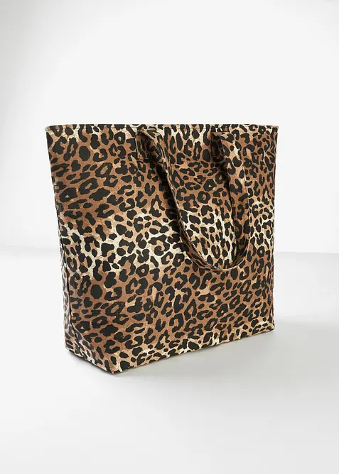 Borsa shopper di tela leopardata, bonprix