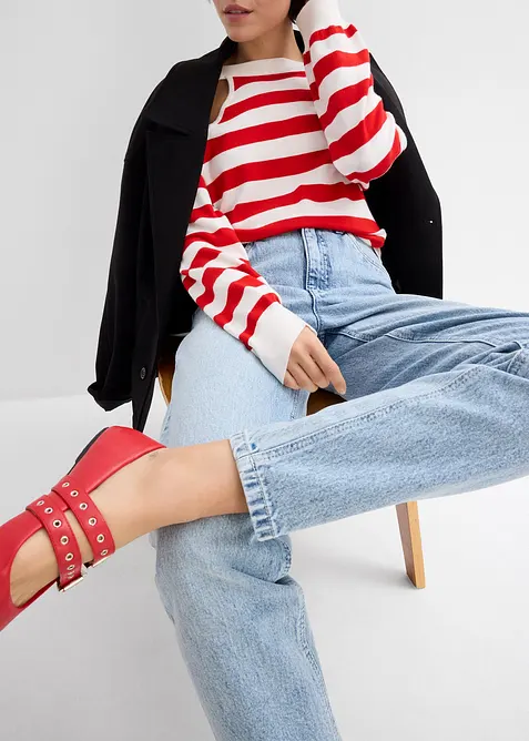 Mom jeans cropped, vita alta, bonprix