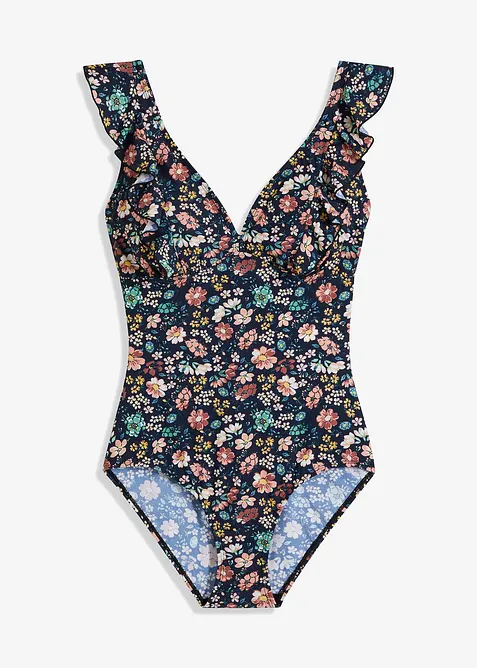 Costume intero modellante a compressione leggera con volant, bonprix