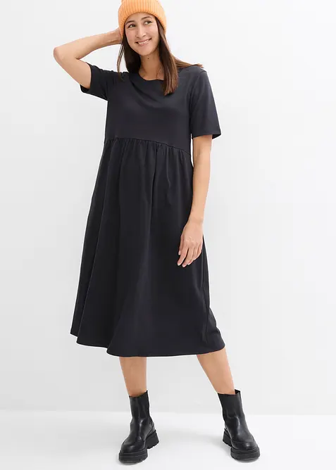 Abito di jersey svasato in cotone pesante, bonprix