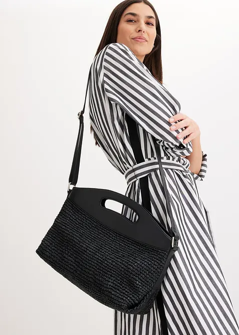 Borsa di paglia con manico in pelle, bonprix