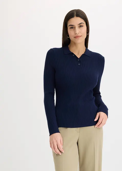 Maglione a coste in misto viscosa, bonprix