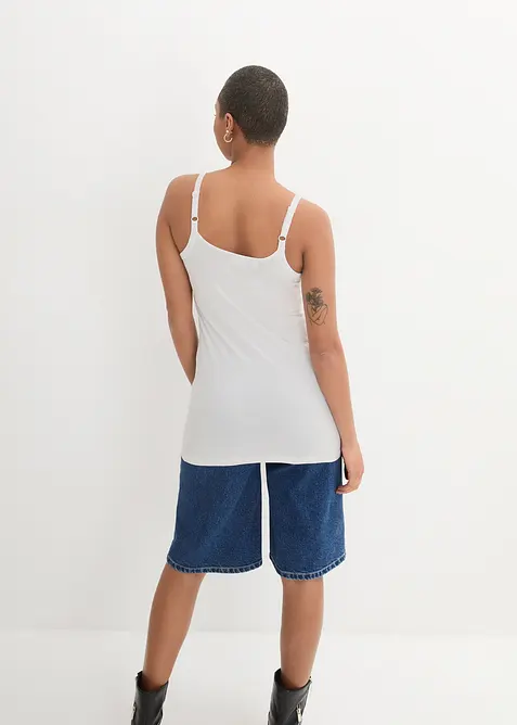 Top lungo in cotone biologico con spalline sottili (pacco da 2), bonprix