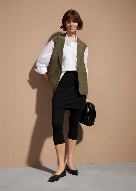 Leggings capri con gonna in misto cotone elasticizzato, bonprix