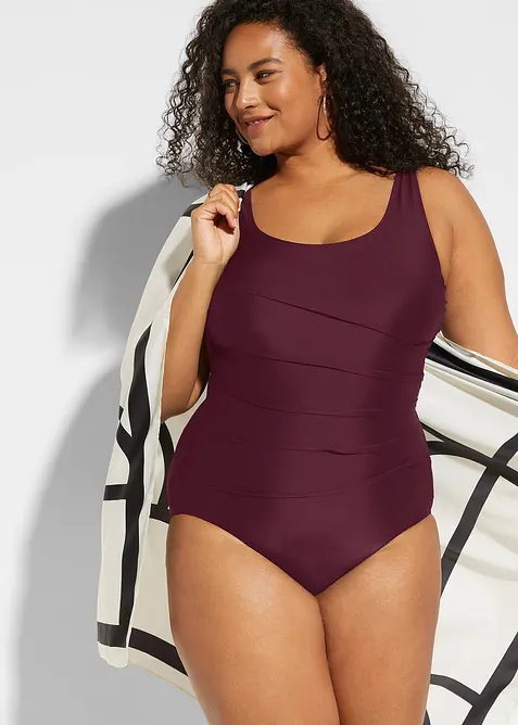 Costume intero con pieghe decorative ed effetto modellante leggero, bonprix