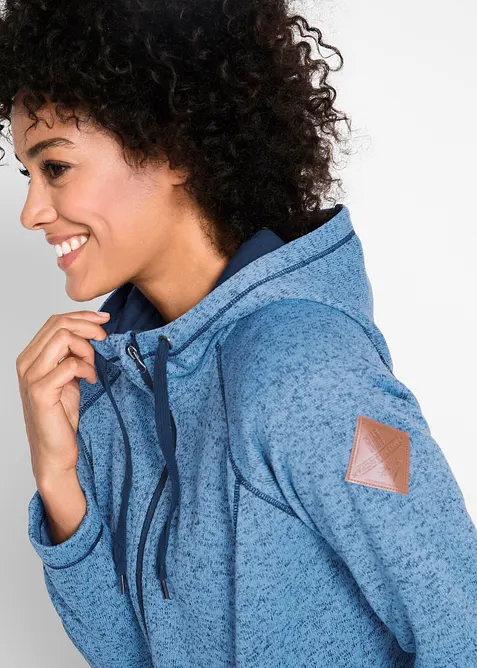 Giacca lunga in pile con cappuccio, bonprix