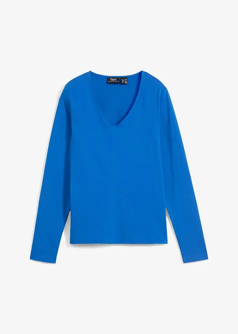 Maglia a maniche lunghe con scollo a V in cotone biologico, bonprix