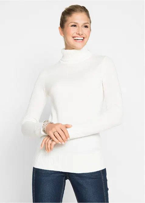 Maglione basic a collo alto in filato fine, bonprix