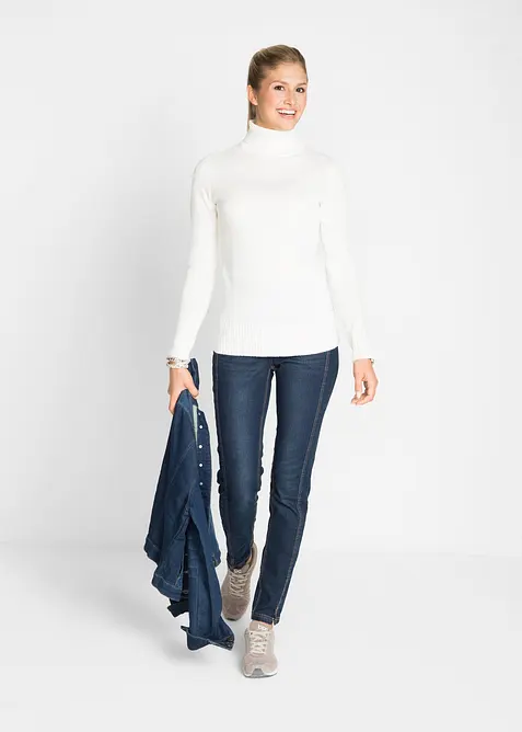 Maglione basic a collo alto in filato fine, bonprix