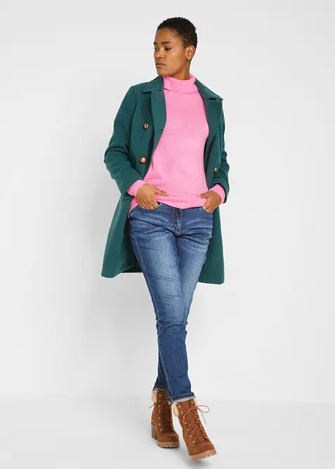 Maglione basic a collo alto in filato fine, bonprix