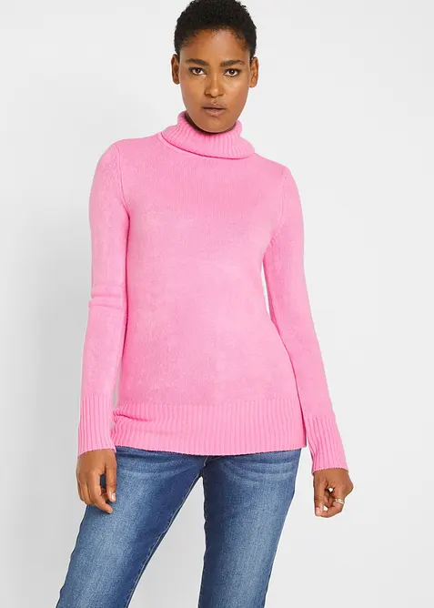 Maglione basic a collo alto in filato fine, bonprix