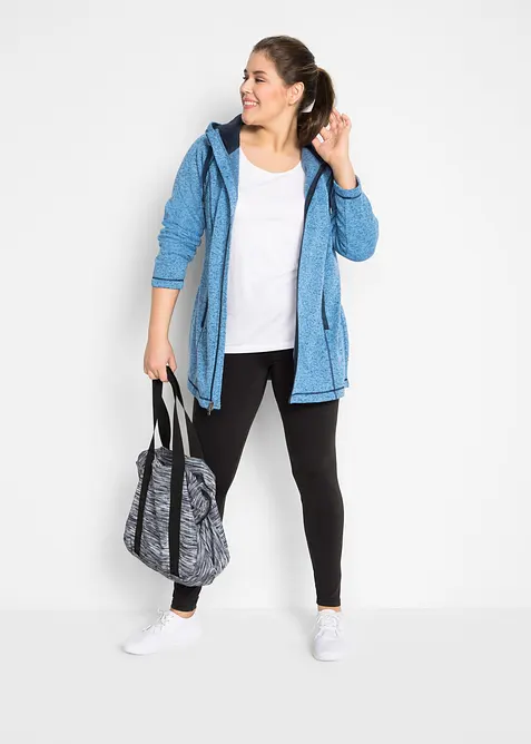 Giacca lunga in pile con cappuccio, bonprix