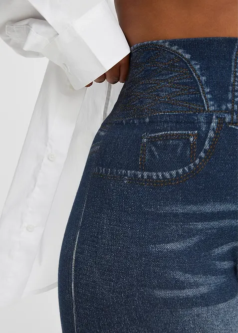 Leggings effetto jeans senza cuciture con effetto modellante forte, bonprix