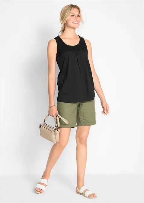 Top lungo in cotone con pizzo, bonprix