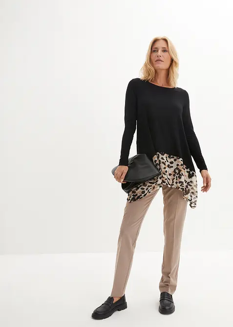 Maglia in misto viscosa con inserto di chiffon, bonprix