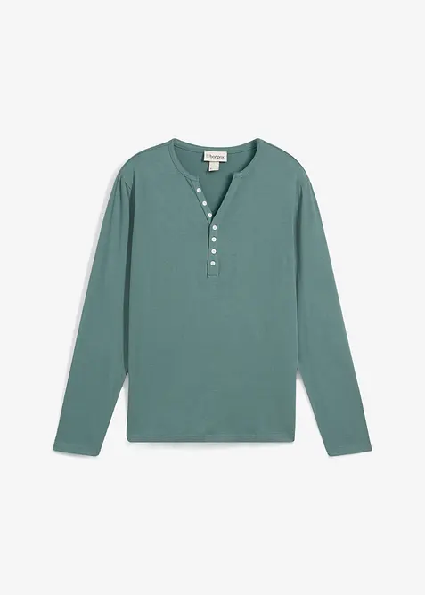 Maglia serafino a maniche lunghe in puro cotone biologico, slim fit, bonprix