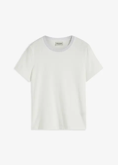 T-shirt con bordo in maglia e filato glitterato, bonprix